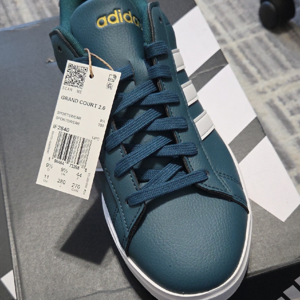 Womens Adidas Grand Court 2.0 Men's Sneakers - Teal and White